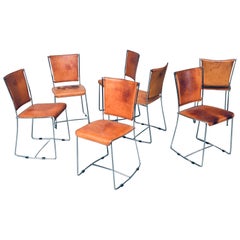 Postmodern Italian Design Leather Dining Chair Set by Segis, Italy, 1990's