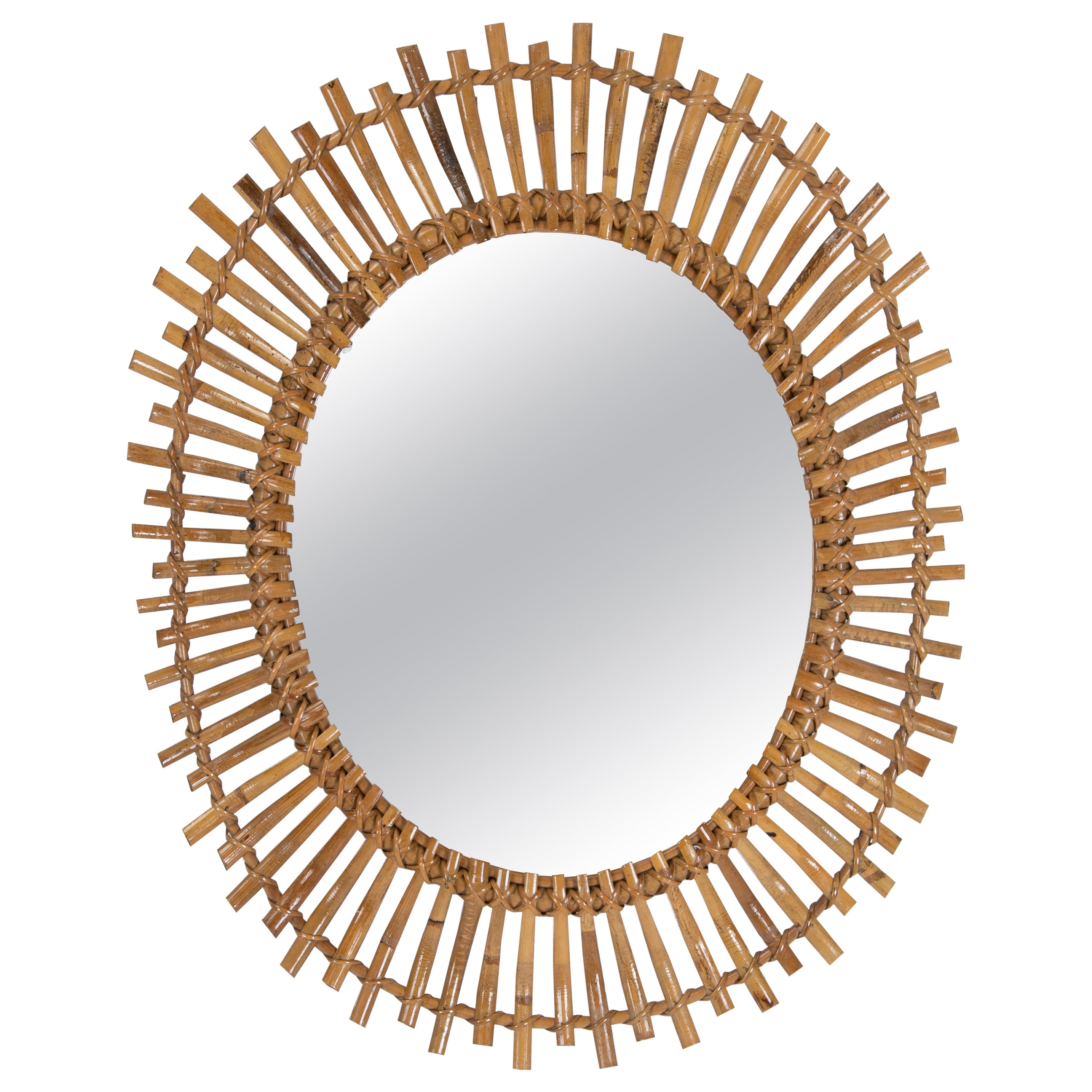 1970s Spanish Handmade Bambu Mirror 