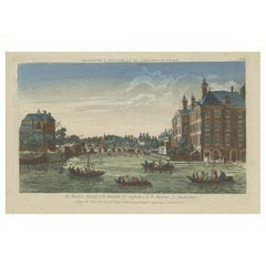 Original Used Optica Engraving of the Amstel Area in Amsterdam, Holland