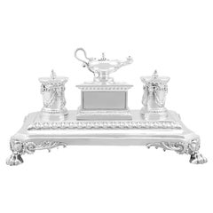 Antique Victorian Sterling Silver Inkstand / Desk Standish
