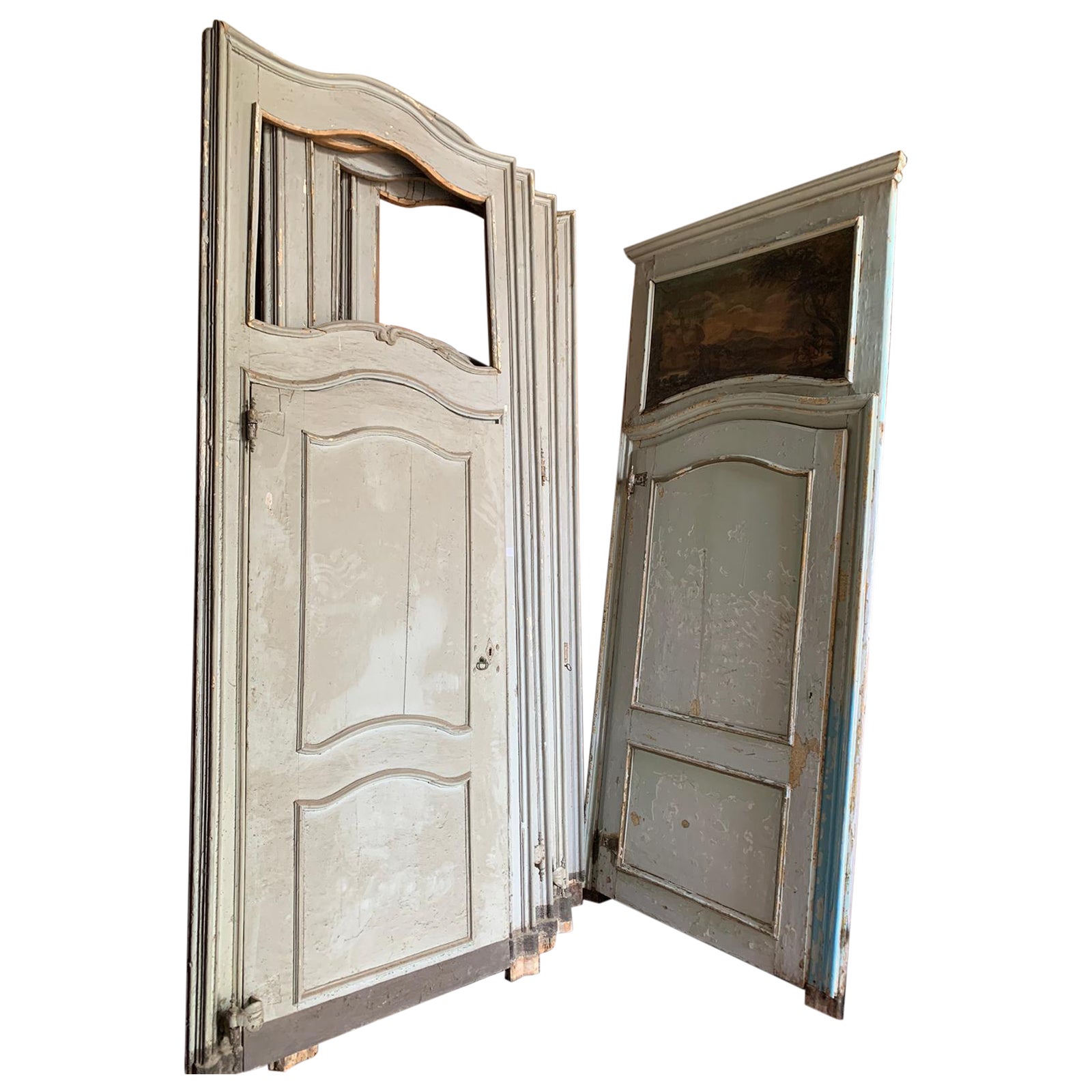 Set of 8 Lacquered Interior Doors with Frame and Overdoor, '700 Italy