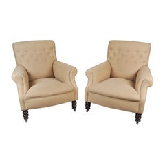 Pair of Victorian ‘Howard’ Style Deep Seated Armchairs c. 1890