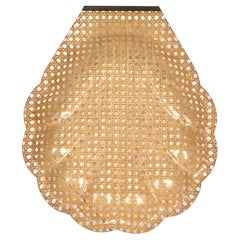 Shell Serving Tray Lucite and Rattan Christian Dior Style, France, 1970s