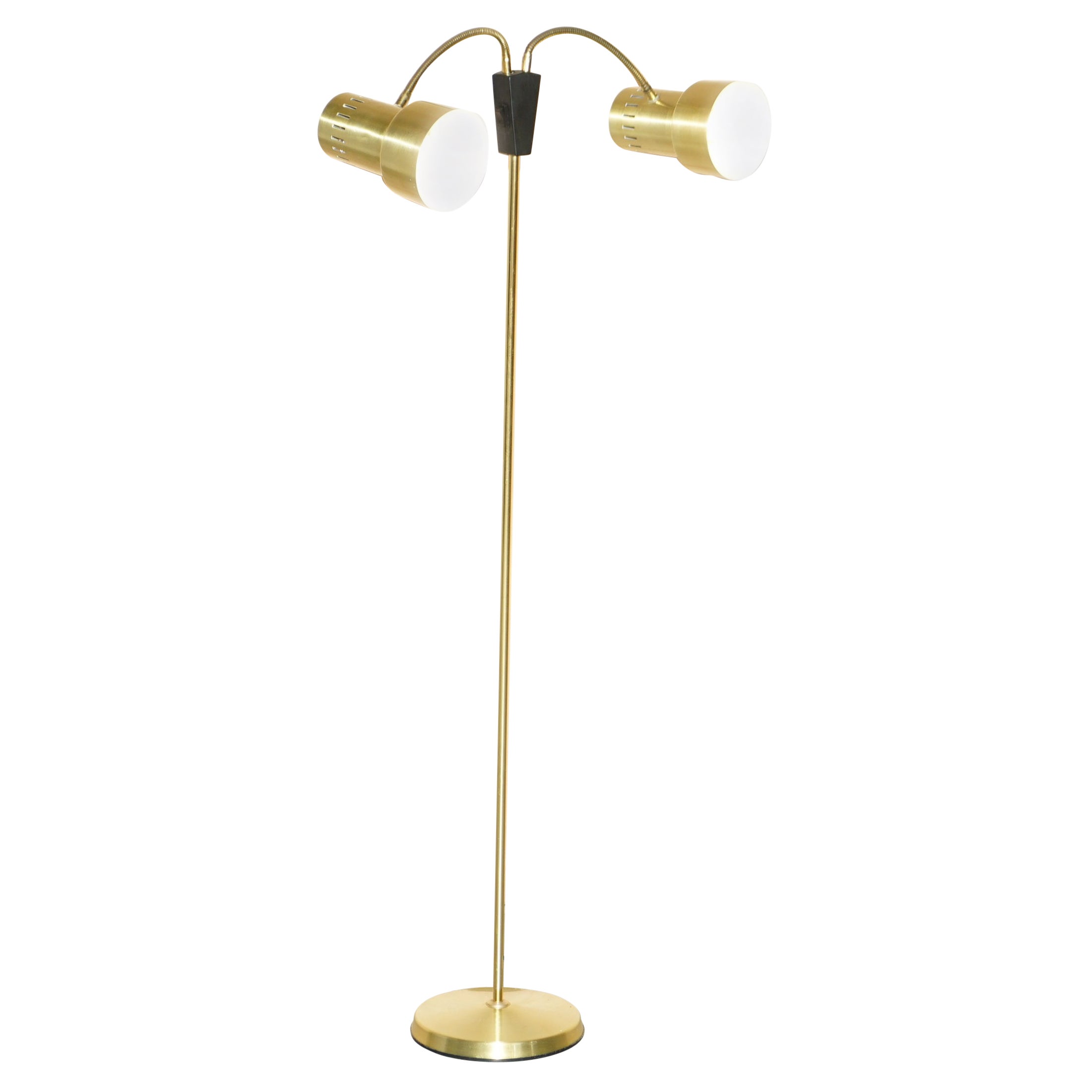 Nice Articulated and Adjustable Double Floor Standing Lamp with Twin Lamps For Sale