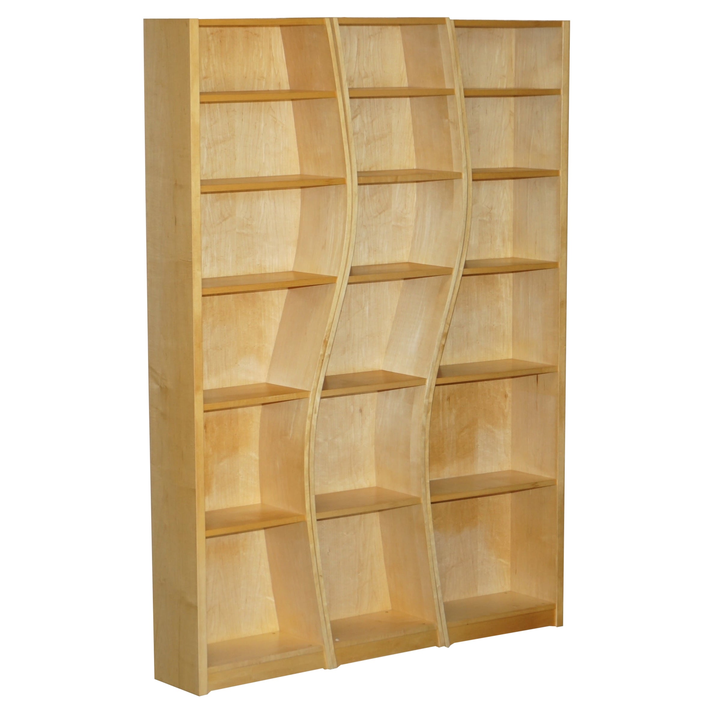 Three Section Very Cool Bendy Library Bookcases Must See Pictures in Birch