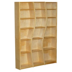 Used Three Section Very Cool Bendy Library Bookcases Must See Pictures in Birch
