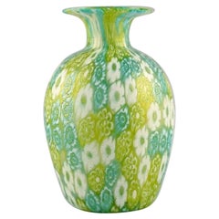 Murano Mille Fiori vase in mouth-blown art glass. Italian design, 1960s.