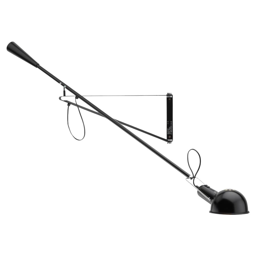 Flos 265 Small Black Wall Lamp in Steel and Brass by Paolo Rizzatto