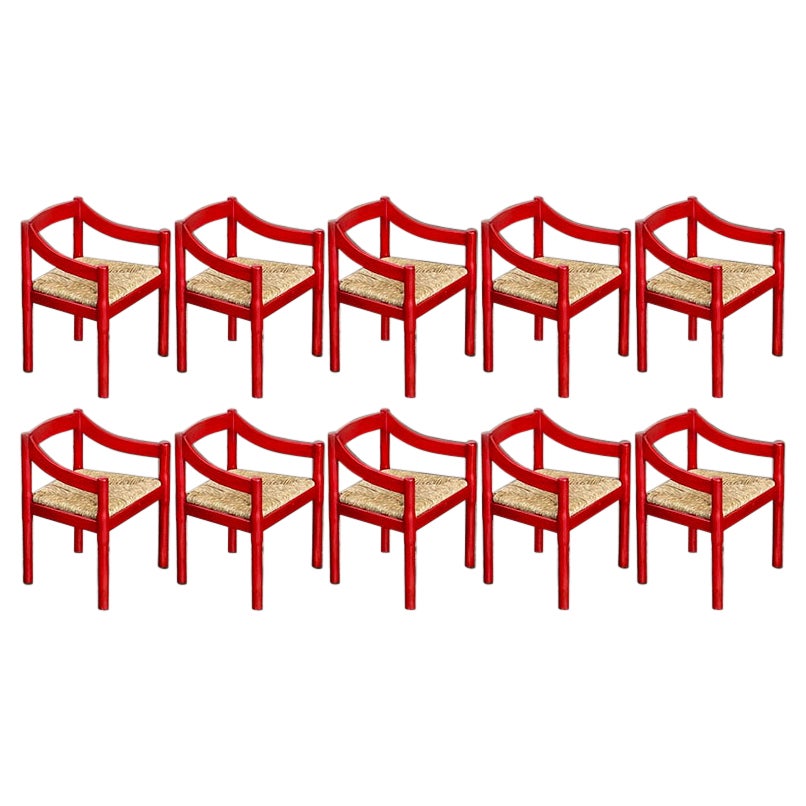 Vico Magistretti "Carimate" Dining Chairs for Cassina, 1960, Set of 10 For Sale