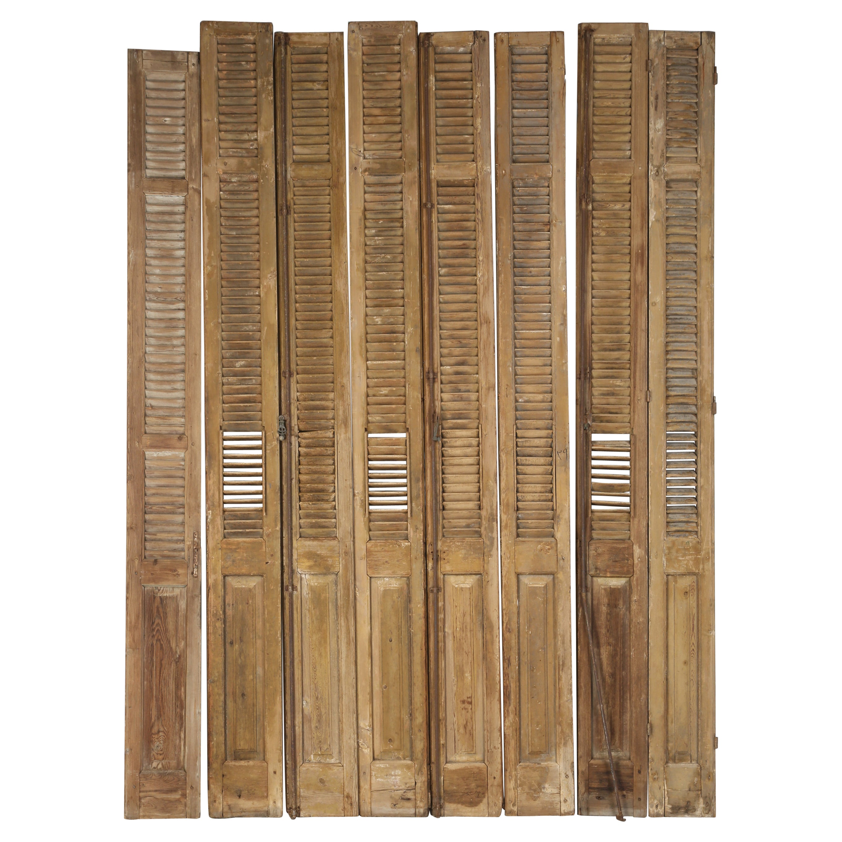 Antque Country French Set of (8) Original Shutters from a Chateau in Brittany For Sale