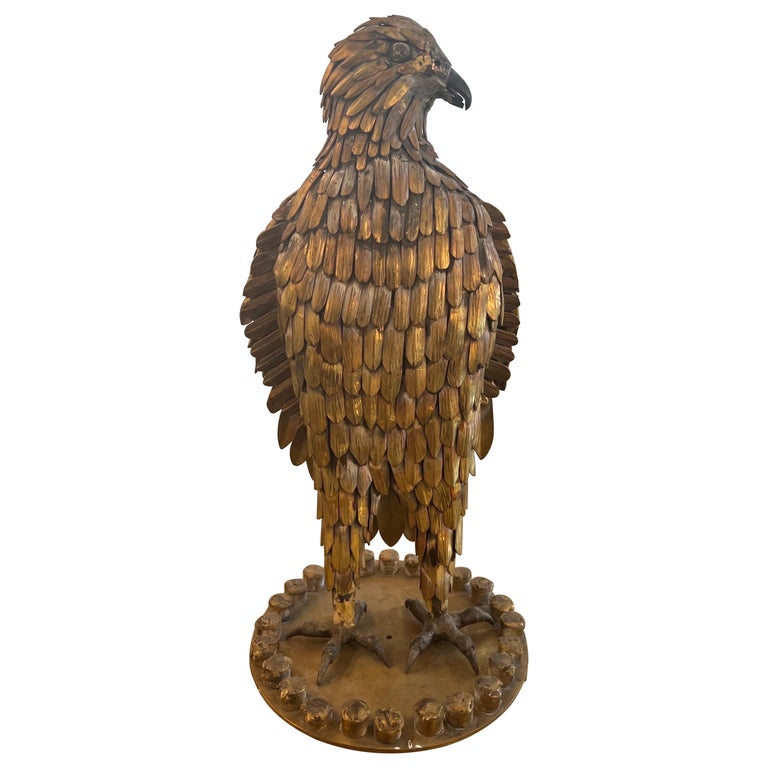 Large Gilded metal eagle sculpture For Sale at 1stDibs