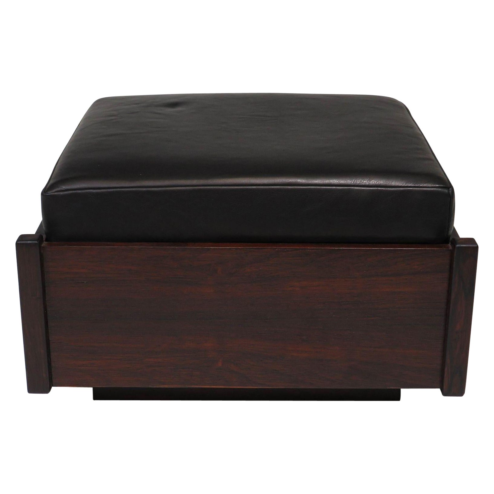 Celina Decoracoes Rosewood Leather Bench with Storage For Sale
