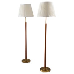 Swedish Brass and Teak Floor Lamps by ASEA