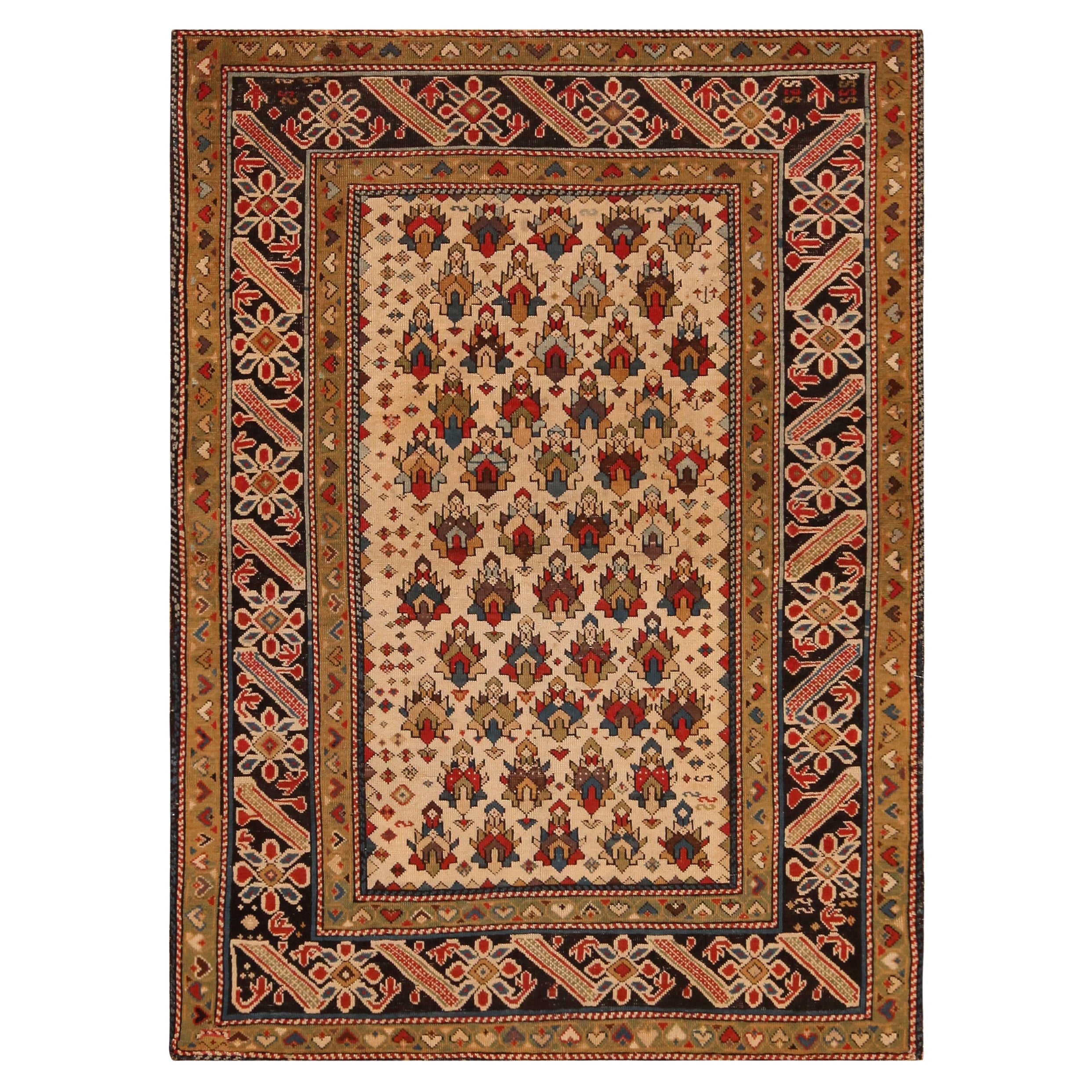 Nazmiyal Collection Antique Caucasian Chichi Rug. Size: 3 ft 10 in x 5 ft 