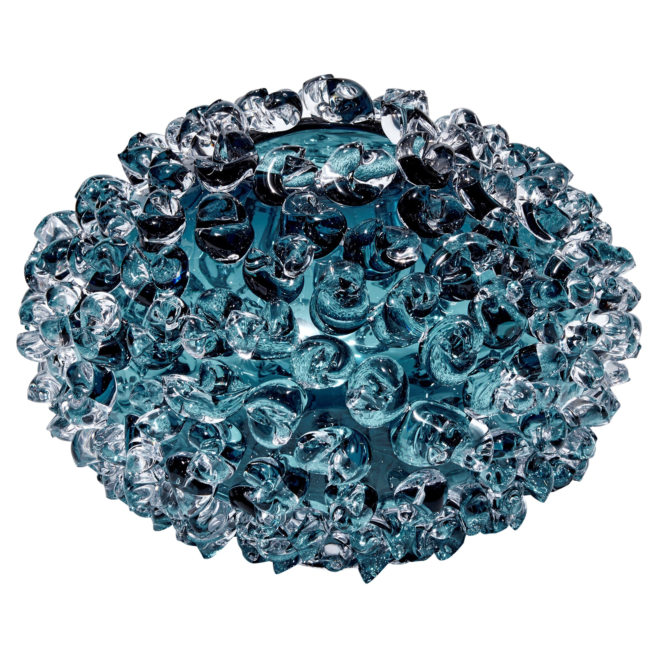 Ostreum in Steel Blue, Unique textured Glass Centrepiece by Katherine