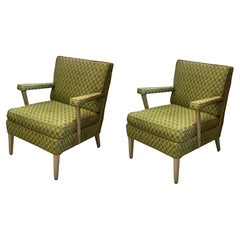 Pair of SS United States First Class Cabin Upholstered Arm Chairs