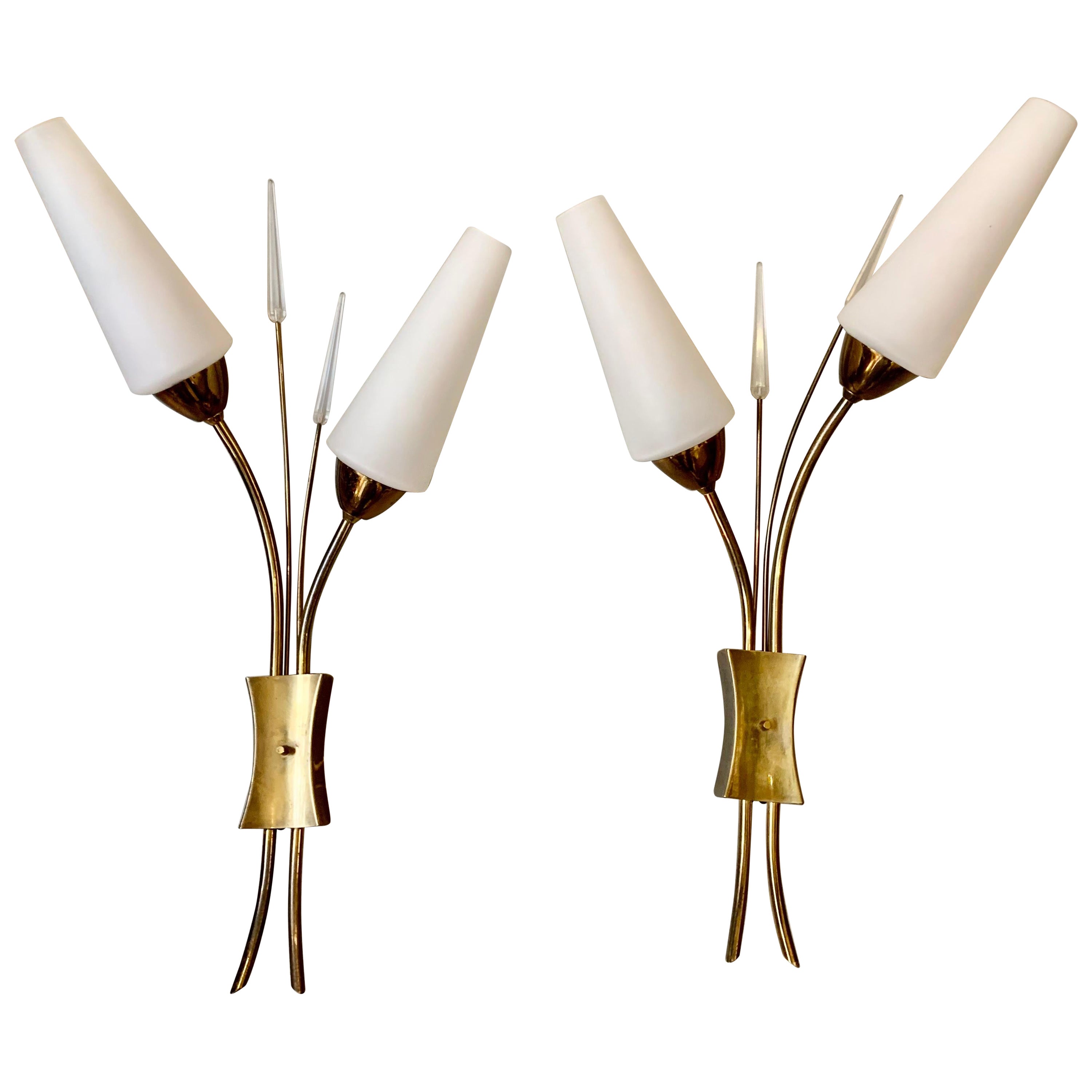 Mid-Centuryfrench Lunel Wall Sconces, 1950 For Sale