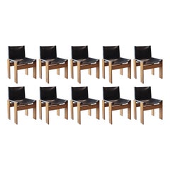Afra & Tobia Scarpa "Monk" Dining Chairs for Molteni, 1974, Set of 10