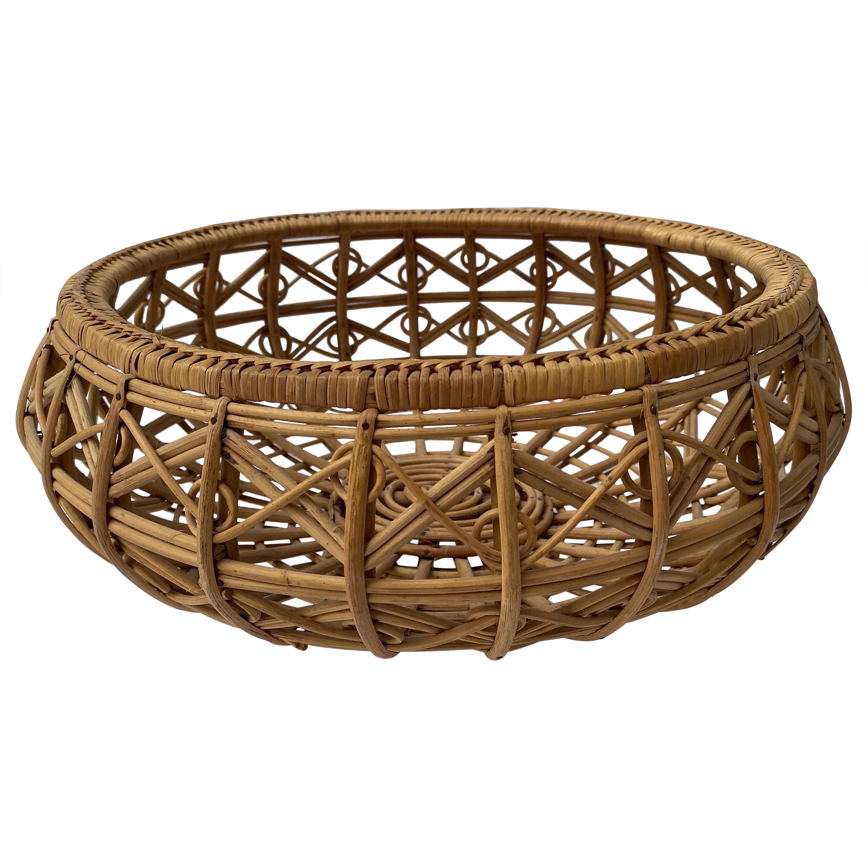Franco Albini Style Wicker Basket For Sale