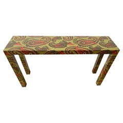 Retro 1970’s Paisley Covered Parsons Console Table