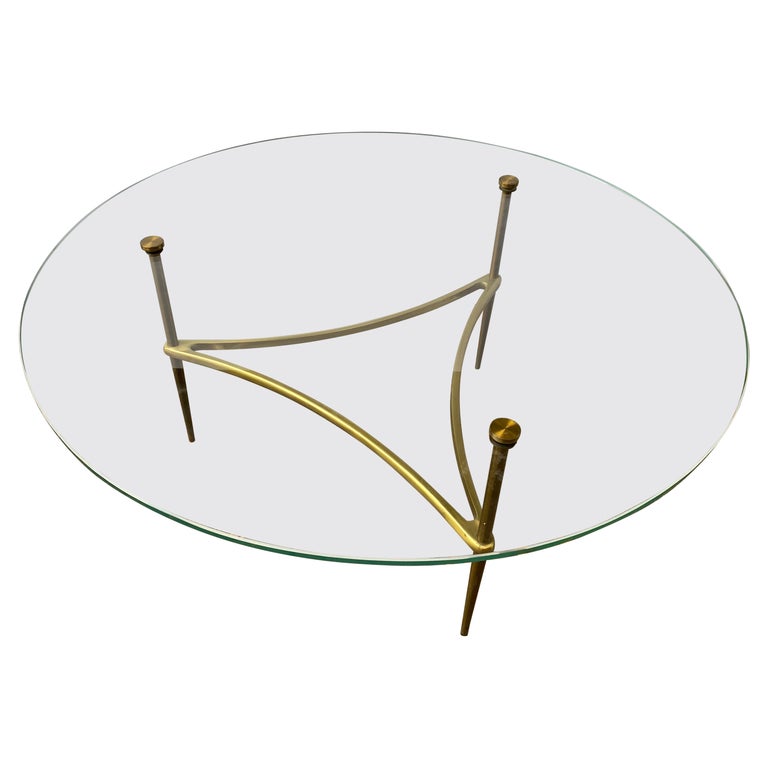 Brass and Glass Round Coffee Table For Sale at 1stDibs