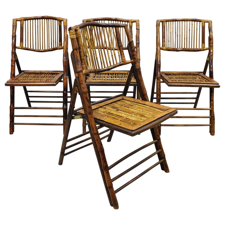 Bamboo Wooden Folding Chairs for Game Table or Events, Set of 4 For