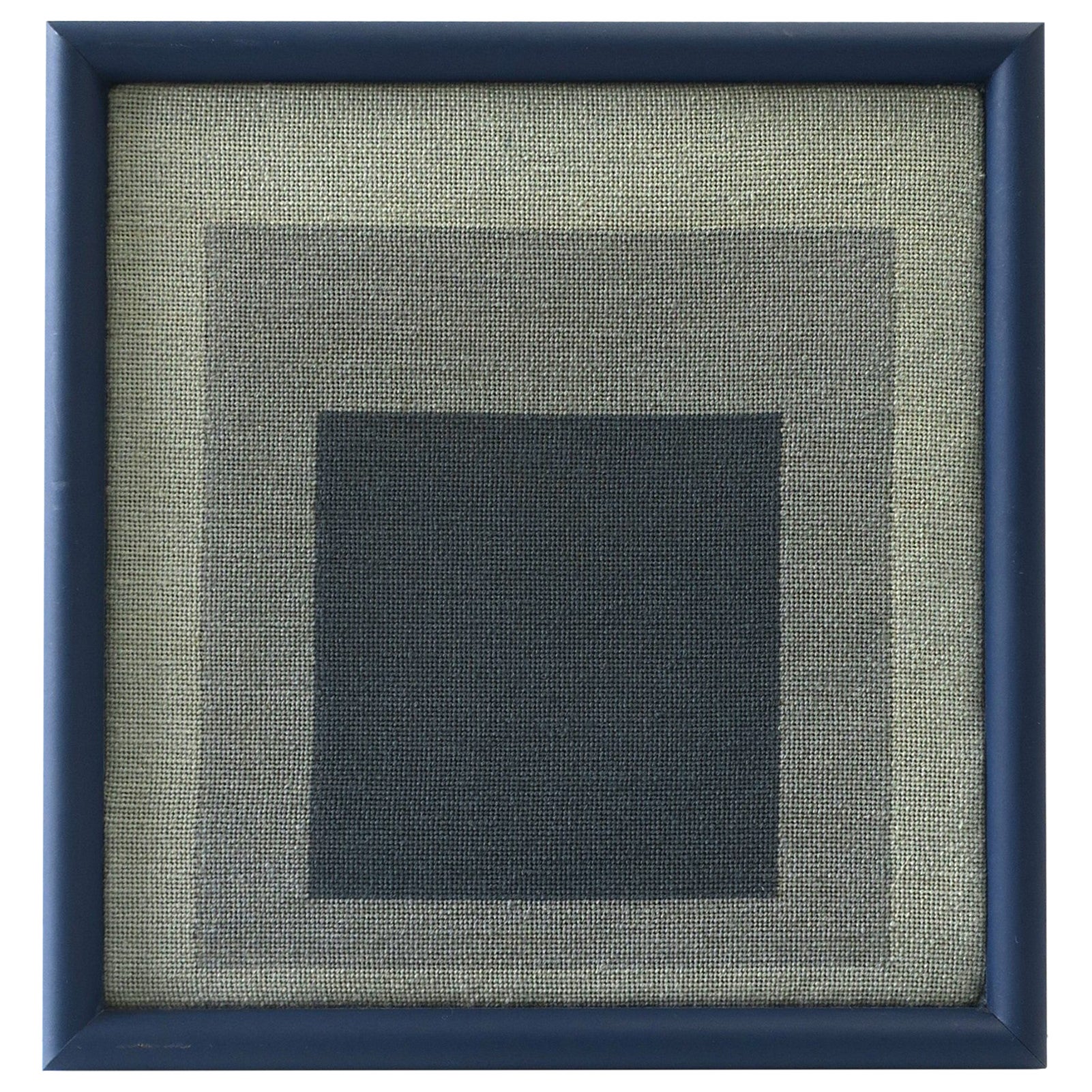 Blue Geometric Needlepoint Artwork Wall Art styled after Josef Albers  For Sale