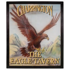 Enseigne de pub anglais du milieu du 20e siècle "The Eagle Tavern" (La Taverne de l'Aigle)