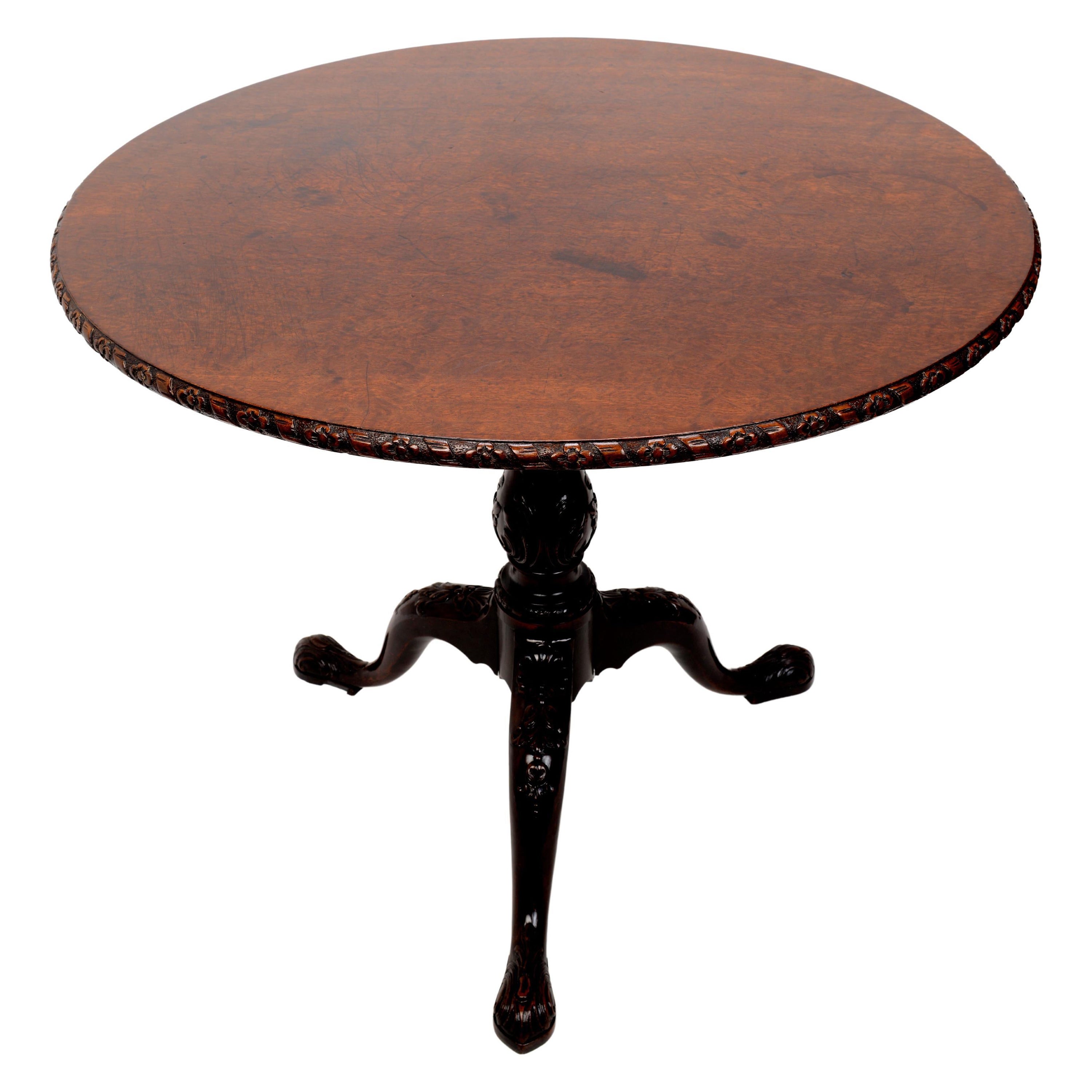 Table à thé tripode en acajou, inclinable et pivotante, Geo II Plum Pudding irlandais, c1750 en vente