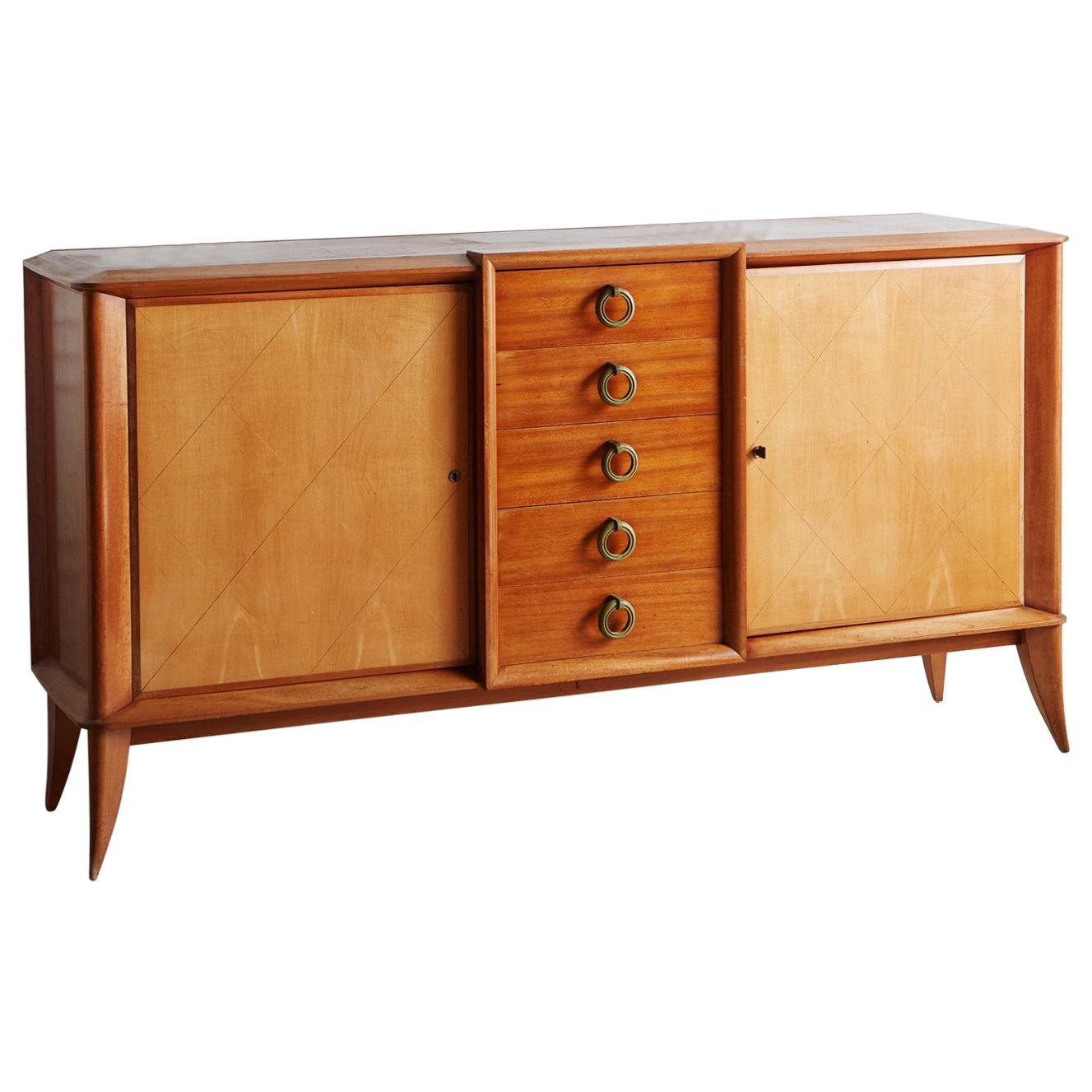 Bleached Mahogany Credenza With Cherry Wood Drawers, France 20th Century