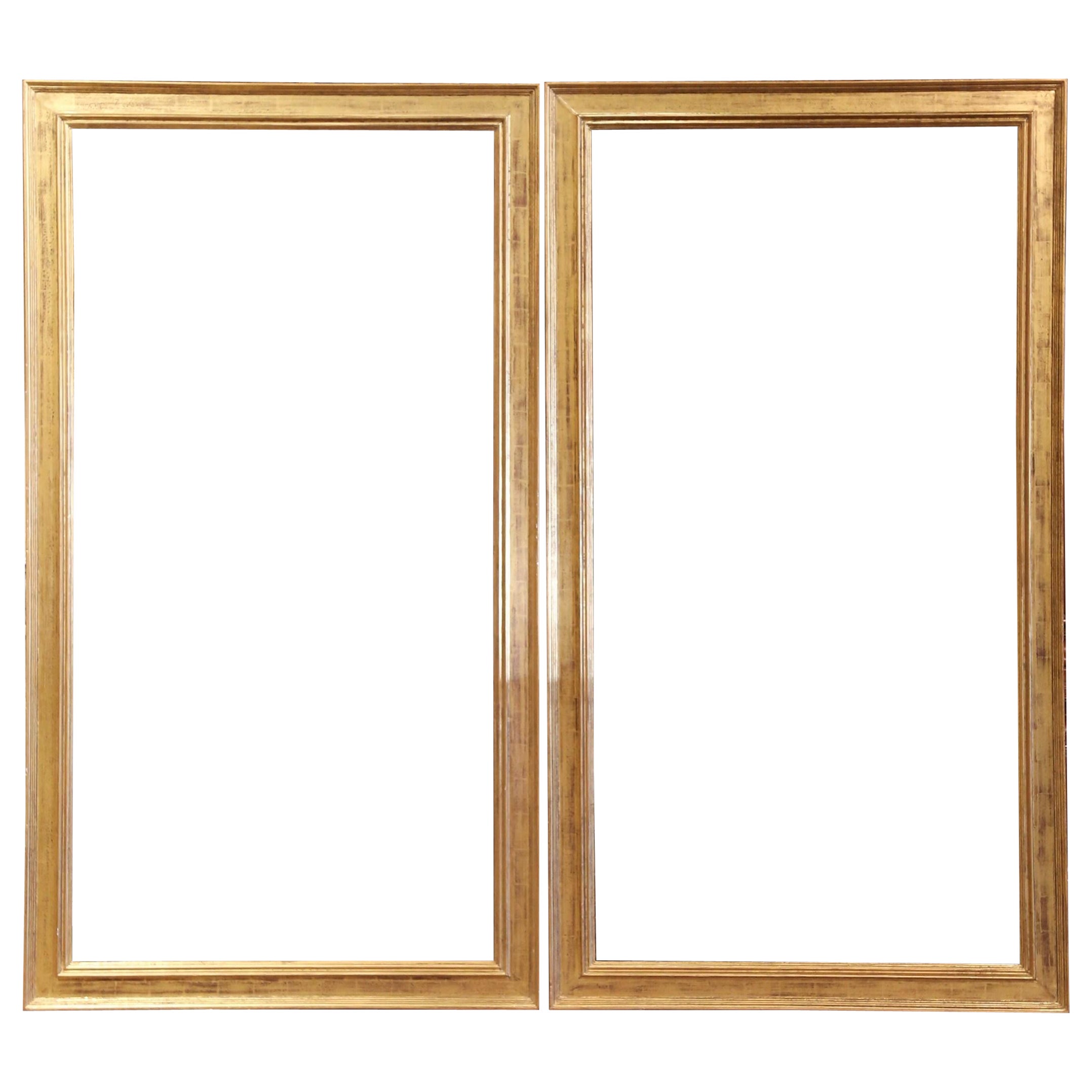 Pair of Large Mid-Century French Carved Giltwood Frames