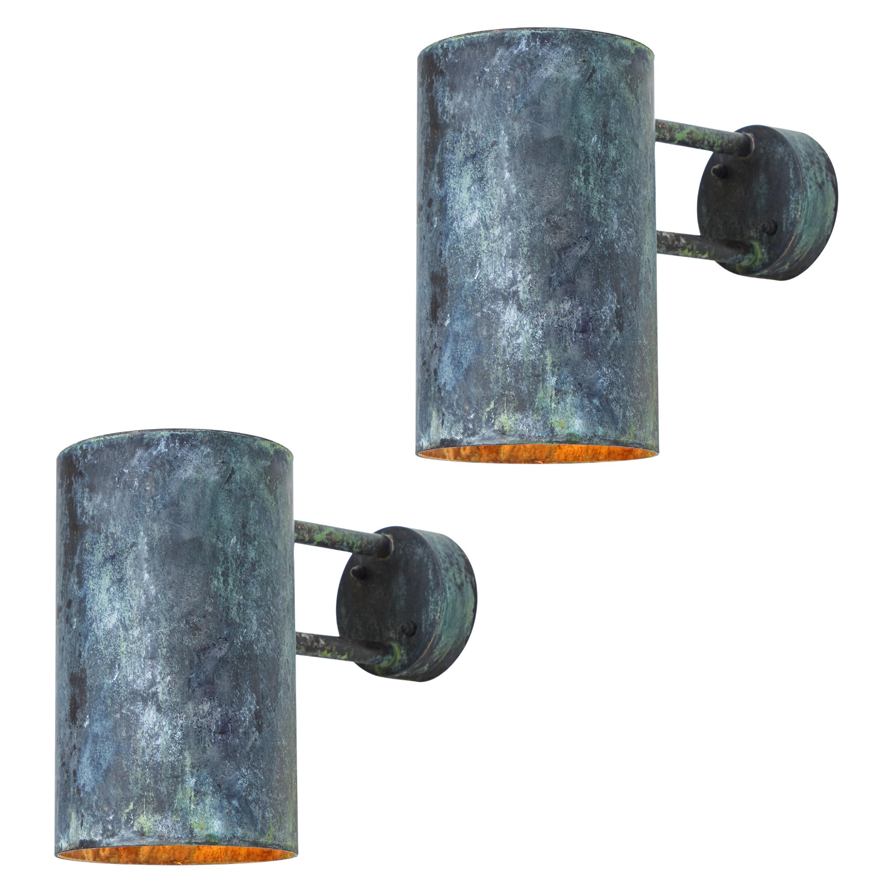 Pair of Large Hans-Agne Jakobsson C 627 'Rulle' Darkly Patinated Outdoor Sconces For Sale