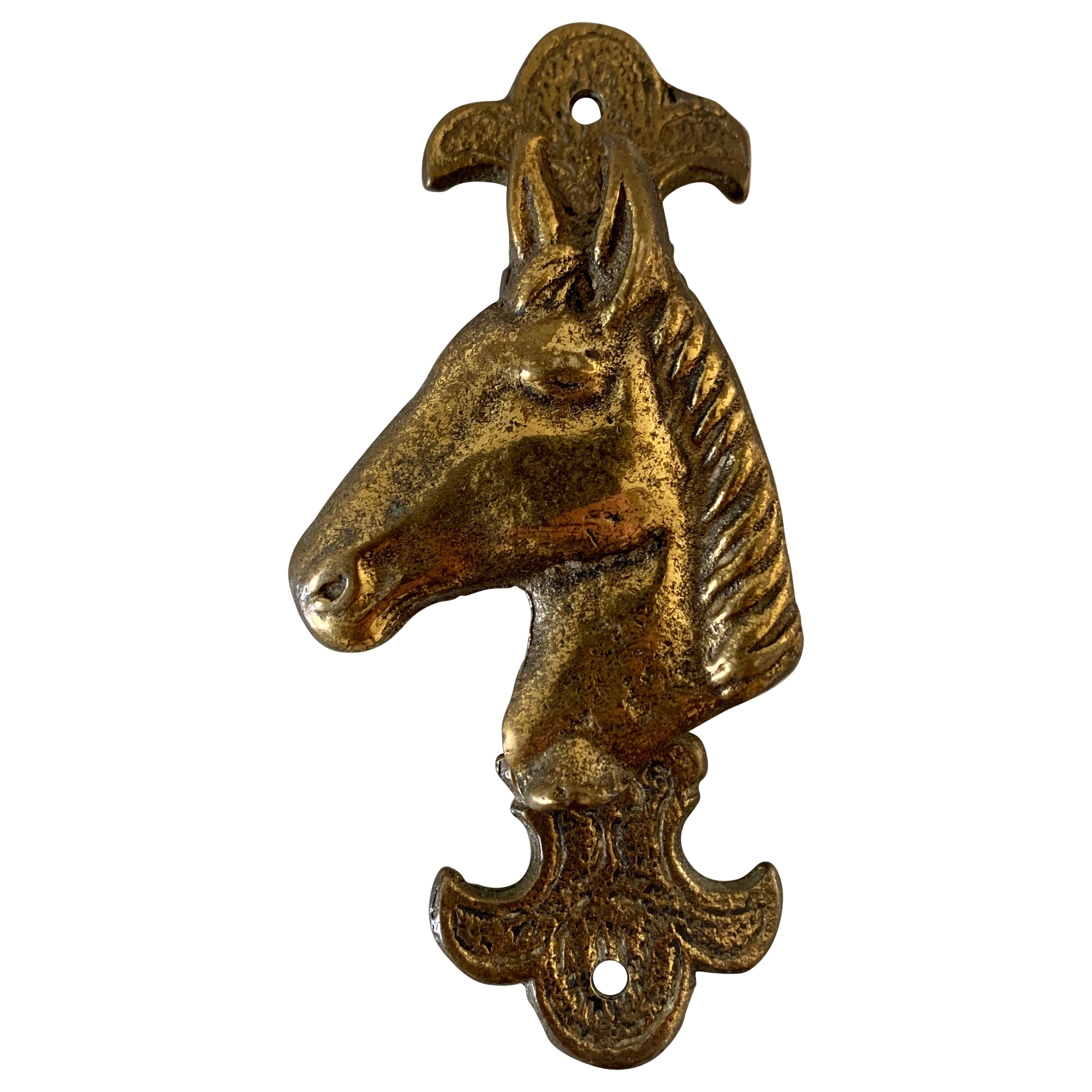 Vintage English Cast Brass Equestrian Horse Door Knocker