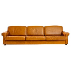 Vintage Scandinavian Leather Three-Seater Sofa