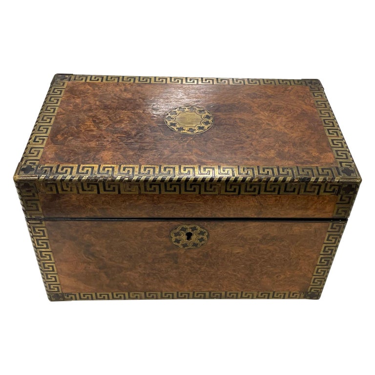Key Tea Can 19th Century Tortoise Shell Grain and Greek Key Tea Caddy, Boule ...