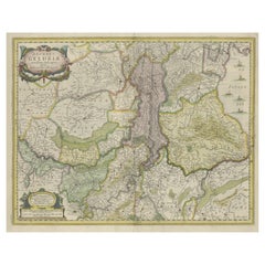 Original Hand-Colored Antique Map of Gelderland and Utrecht in the Netherlands