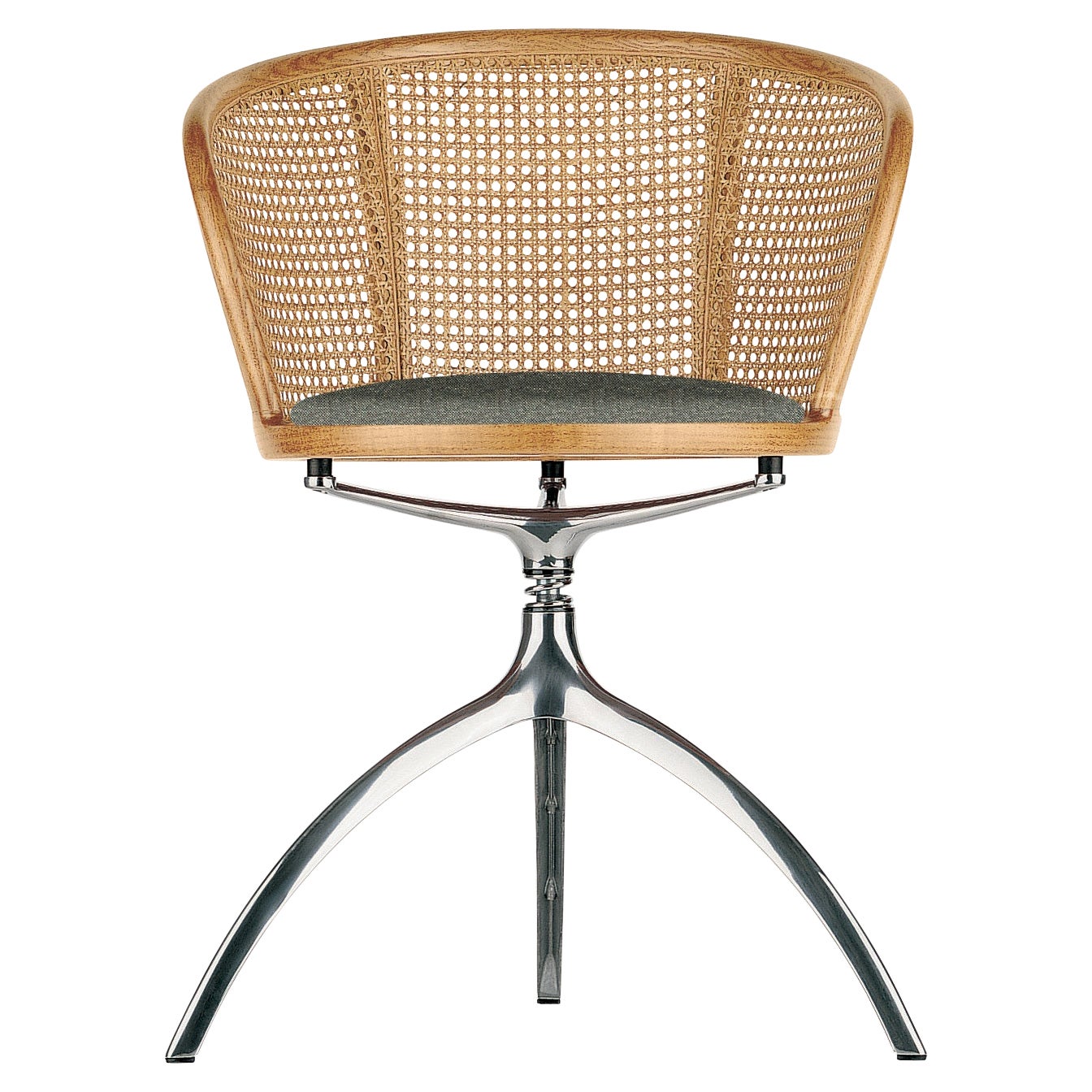 Alias 901 Young Lady Chair avec assise tapissée noire et structure en aluminium poli