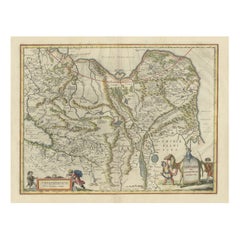 Old Genuine Antique Map of Tartary in the Russian Far East