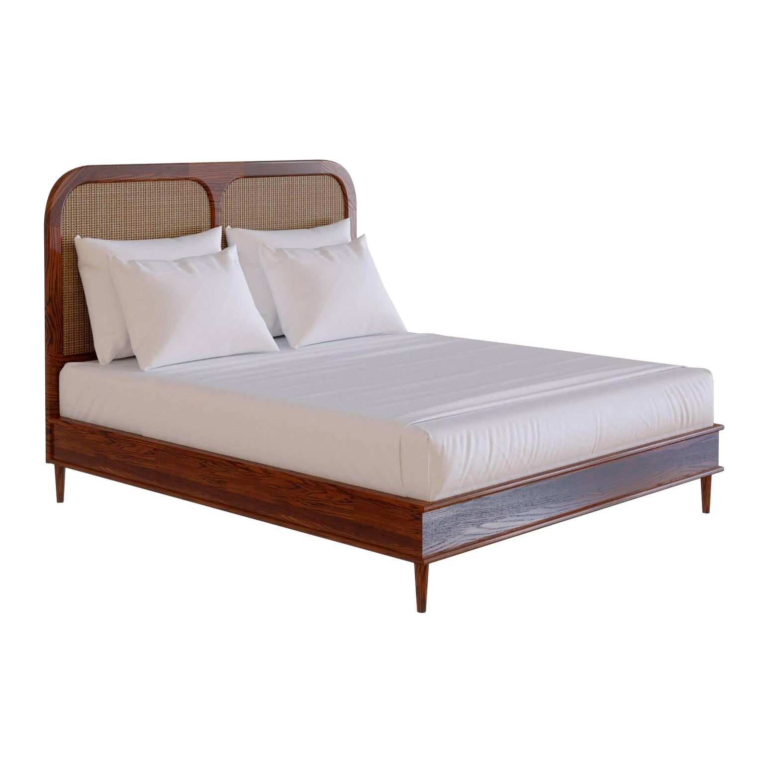 The Sanders Bed by Lind + Almond in Cognac and Rattan (Euro Mega King)
