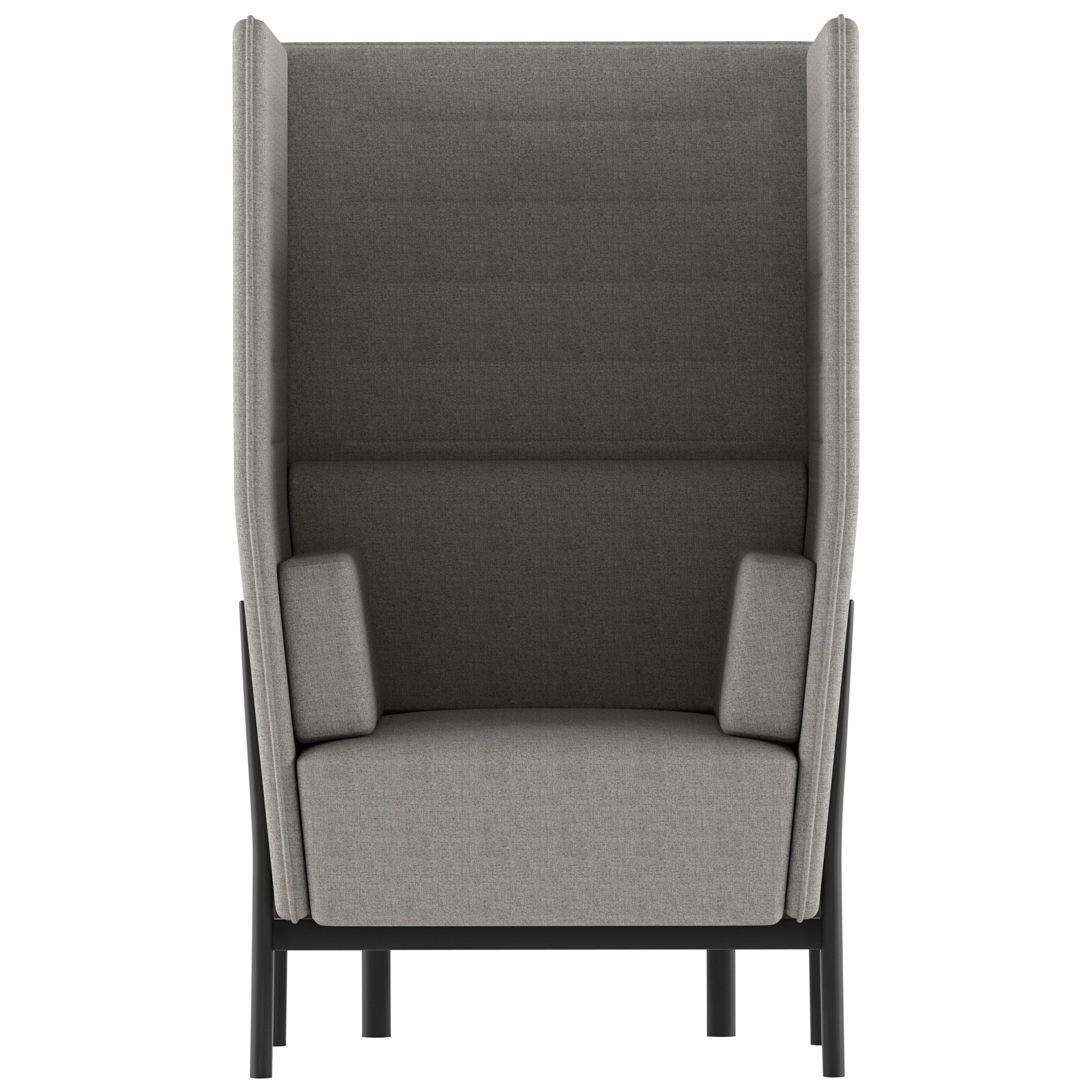 Alias 865 Eleven High Back One Seater Sofa in Grey with Black Lacquered Frame For Sale
