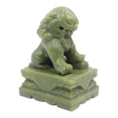 Antique Chinese Green Jade Foo Fu Dog Guardion Lion, 20th Century