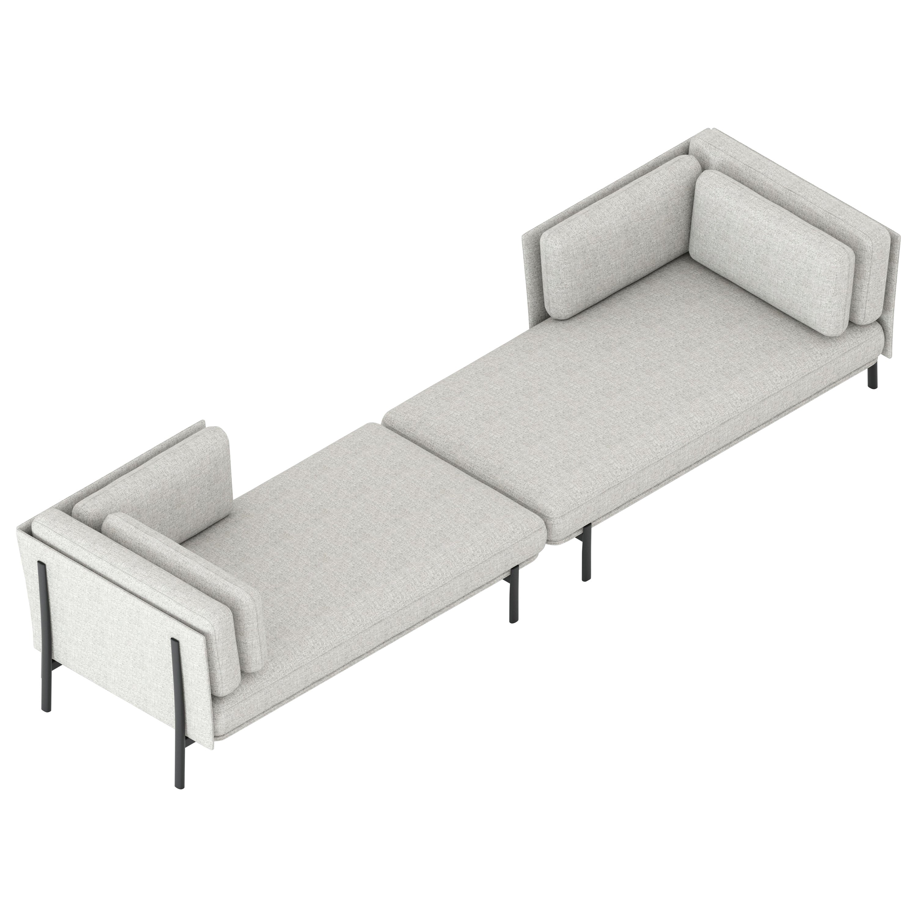 Alias 884 DX+SX Twelve Dormeuse Sofa Set in Grey with Lacquered Aluminum Frame For Sale