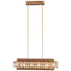 Magnificent Mid-Century Modern Crystal Glass and Brass Chandelier, Re Edition