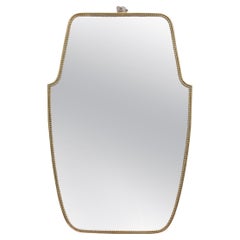 Vintage Italian Wall Mirror with Brass Frame and Beading, 'circa 1950s'
