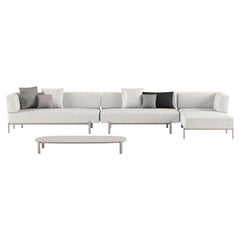 Alias T05+T04+T06+T10 Zehn-Sofa und Tisch für den Außenbereich in Weiß mit lackiertem Rahmen