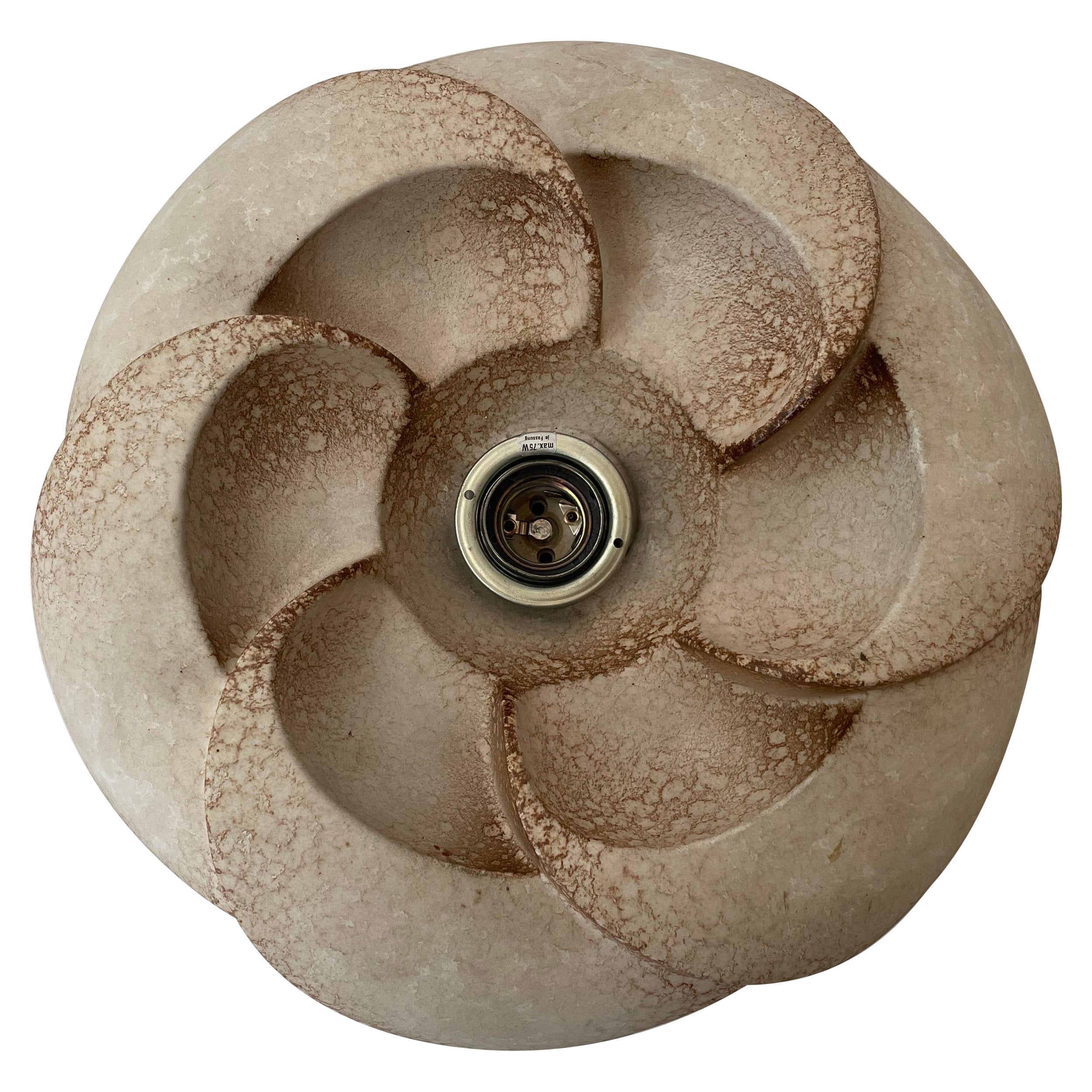 Flower Design Ceramic Flush Mount Ceiling Lamp, 1960s, Germany