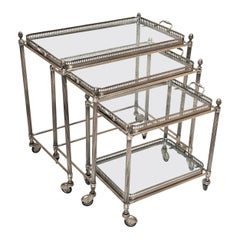 Bar Cart "Maison Jansen" in silver plated metal