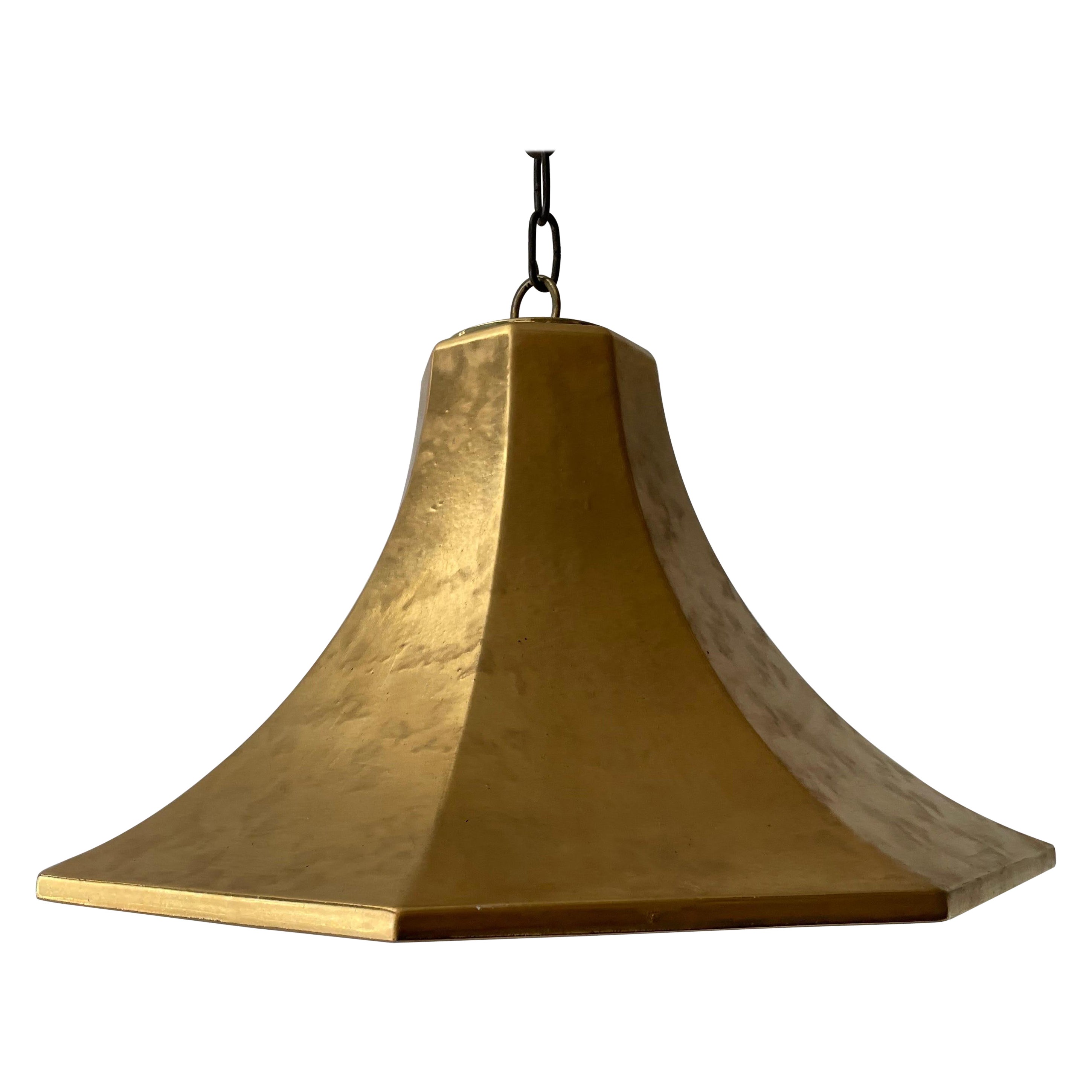 Exclusive Gold Ceramic Pendant Lamp by Licht+Wohnen, Karlsruhe, 1970s, Germany For Sale