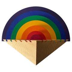 Vintage Rainbow design Wood Night Lamp by Kiener Zürich, in Style of Memphis Group, 1980