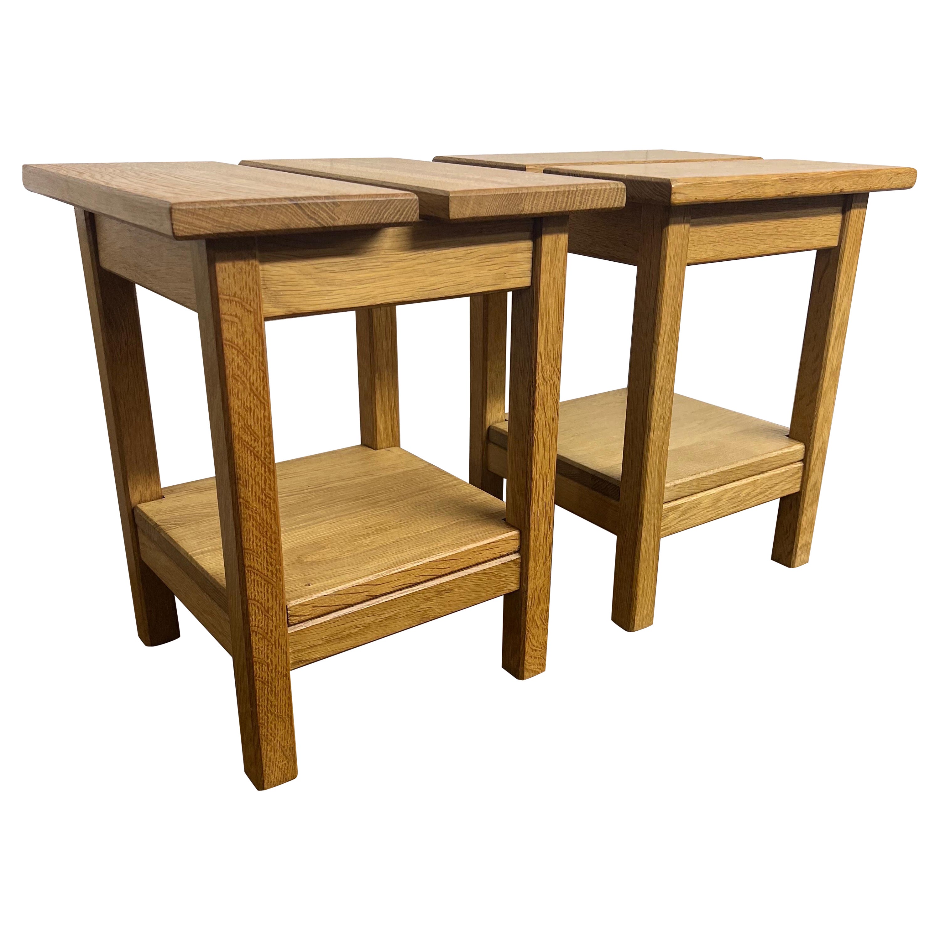 Pair of Guillerme et Chambron End Tables in Oak